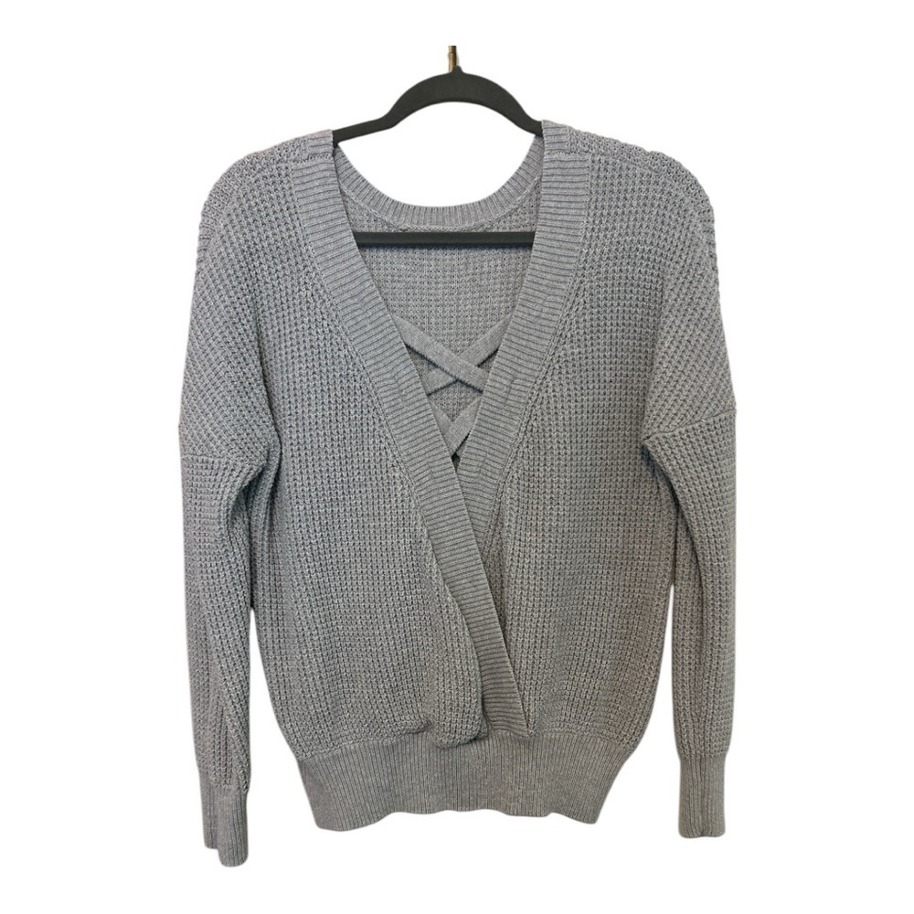 Heather Gray Knit Crewneck Sweater Relaxed Fit - Picture 2 of 2